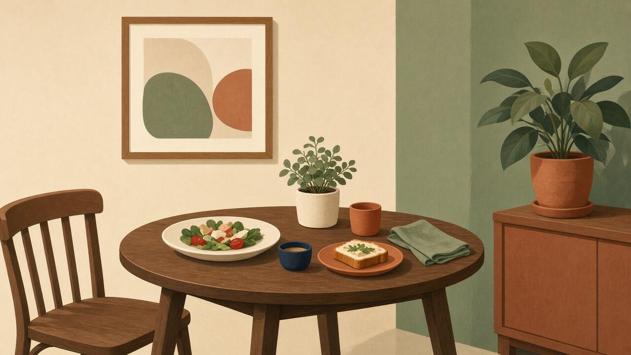 Example illustration of a cafe table. Not a client website.